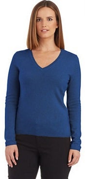 Lord & Taylor Cashmere V Neck Sweater | CareeristaStyle
