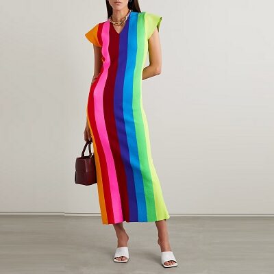 Splurge Monday's Workwear Report: Striped Terry-Paneled Knitted Midi Dress
